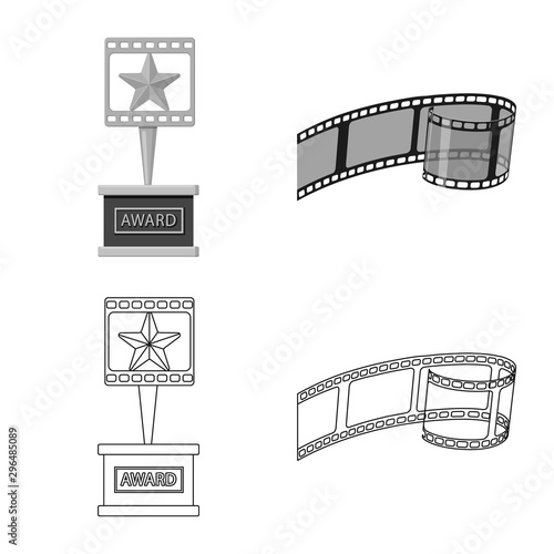Vector illustration of television and filming sign. Collection of television and viewing vector icon for stock.