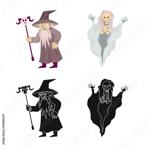 Vector illustration of mystic and hell sign. Set of mystic and devilry vector icon for stock.