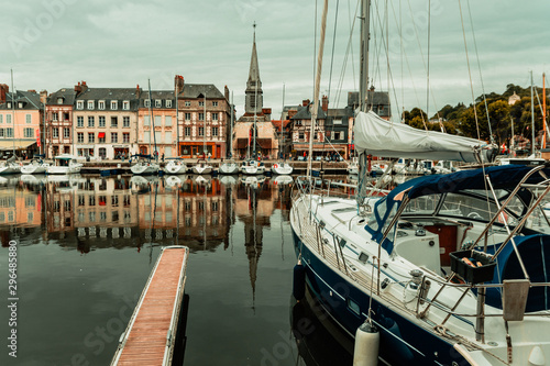 A calm fisher village before the impact of a storm, Honfleur, France