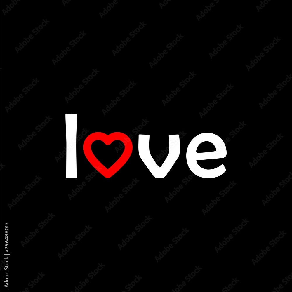Word of love isolated on black background Word of love isolated on black background
