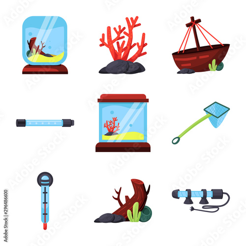 Isolated object of pet and aqua sign. Collection of pet and accessory stock vector illustration.