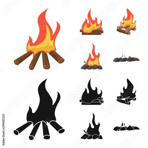 Vector illustration of danger and tourism icon. Set of danger and hiking stock vector illustration.