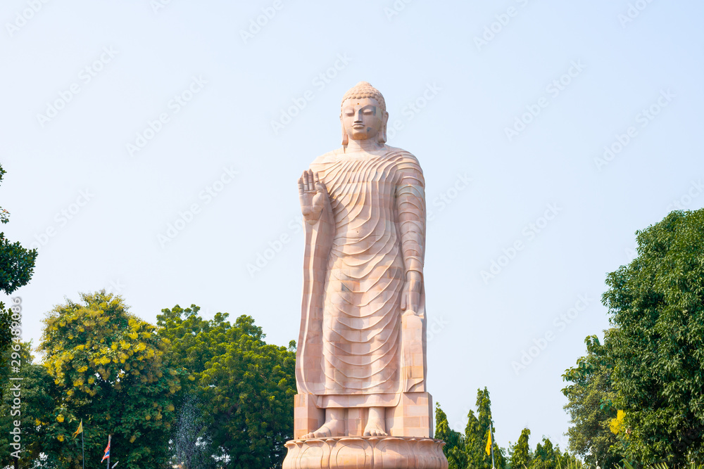 Large statue of Standing Buddha in Varanasi, India
