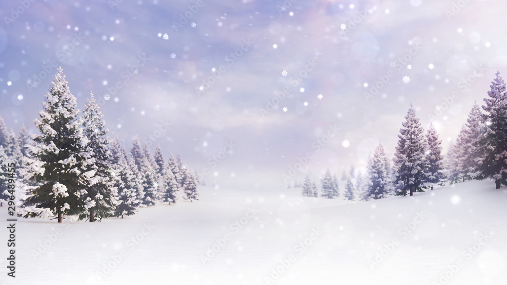 Fototapeta premium winter landscape with fir trees