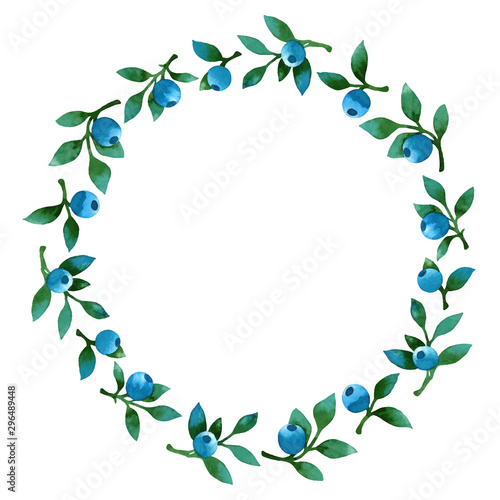 Watercolor vector wreath with leaves and berries