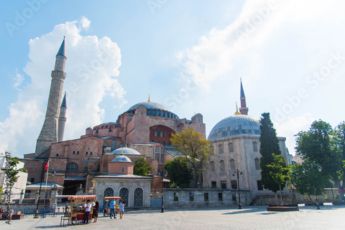 Istanbul   Turkey - July 6  2019   Hagia Sophia on a sunny summer day  Istanbul  Turkey