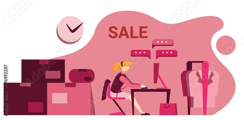 online shop fashion background flat illustration vector