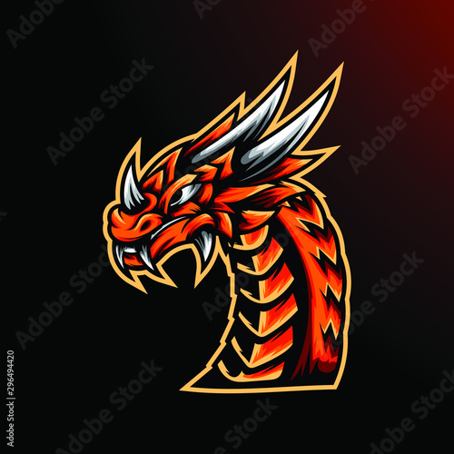 Dragon mascot gaming logo template for team or personal esport