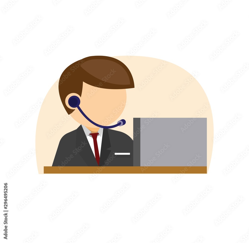 assistant man with tuxedo flat illustration icon assistant man with tuxedo flat illustration icon