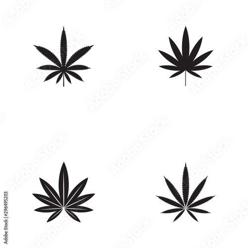 set of cannabis marijuana hemp leaf logo