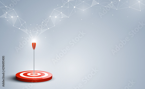 Target with arrow. Targets hit in the center by an arrow with abstract background. Concept target of business and marketing. Vector illustration