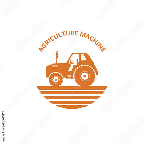 tractor farm agriculture machine land cultivation vector logo design