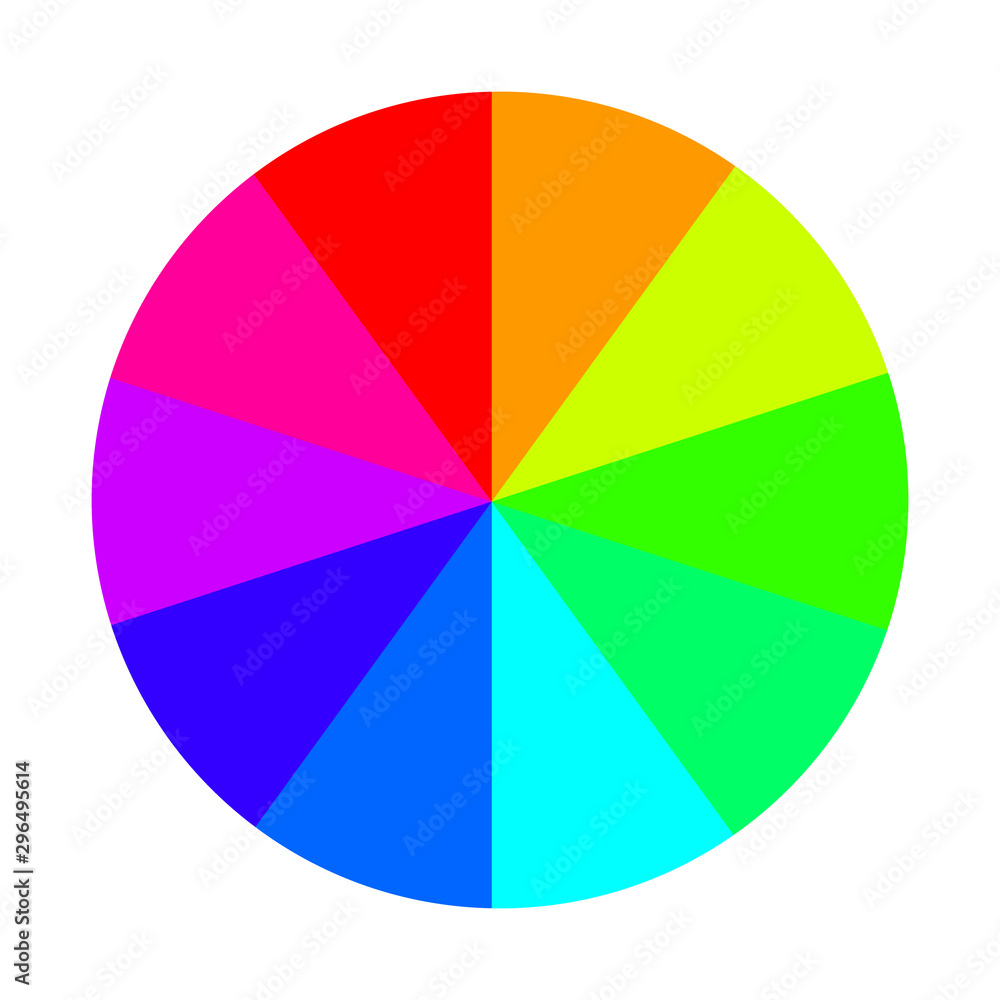 Fototapeta premium A simple circle design is painted in the entire palette of colors on a white background