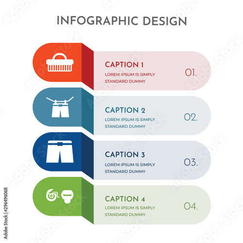 4 colorful filled icons set such as floss, underwear, clothes hanger, brush