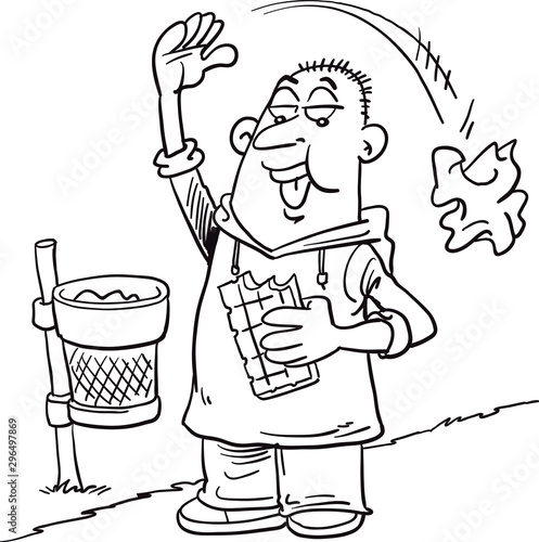 Throwing paper on the street. 