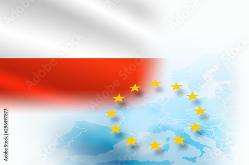 Obraz na płótnie Flag of Poland - member of the European Union on a light blue background w salonie