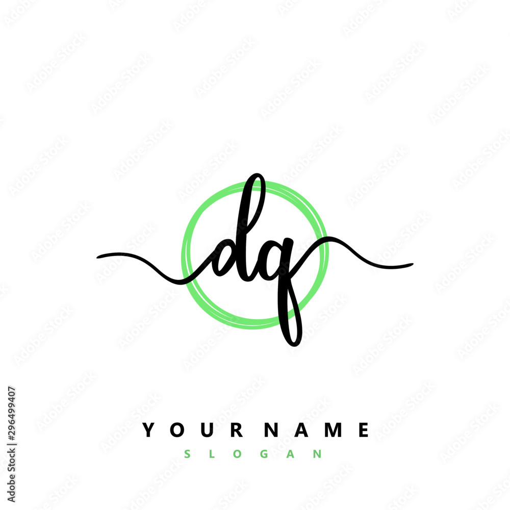 DQ Initial handwriting logo vector DQ Initial handwriting logo vector