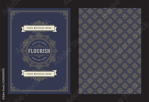 Vintage ornament greeting card calligraphic ornate swirls and vignettes frame design vector template
