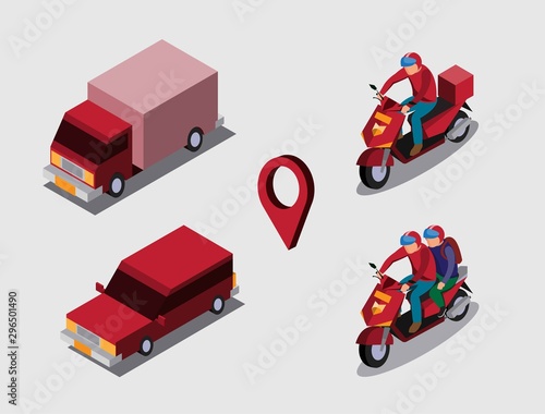 Transport online isometric concept vector