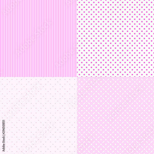 Set of colored textures. Seamless pattern with dots. Striped background. Wallpaper of the surface
