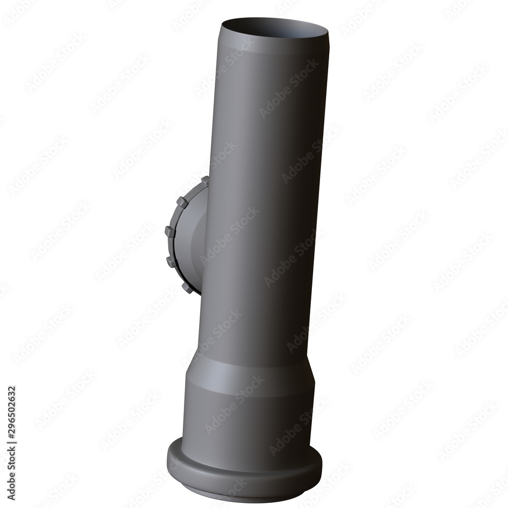 Plastic sewer pipe grey on white background, isolated. 3D rendering of excellent quality in high resolution. It can be enlarged and used as a background or texture. Plastic sewer pipe grey on white background, isolated. 3D rendering of excellent quality in high resolution. It can be enlarged and used as a background or texture.