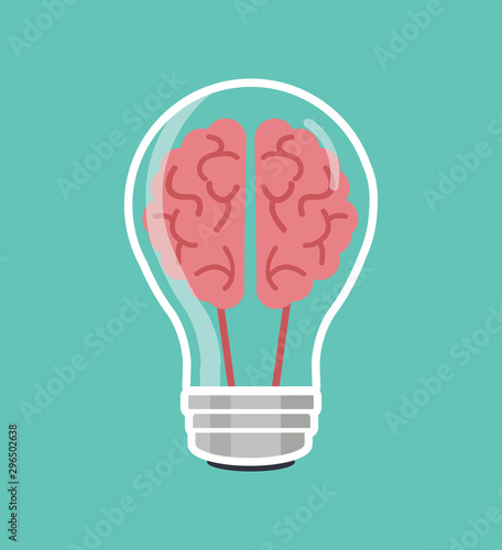 Creative brain light bulb vector