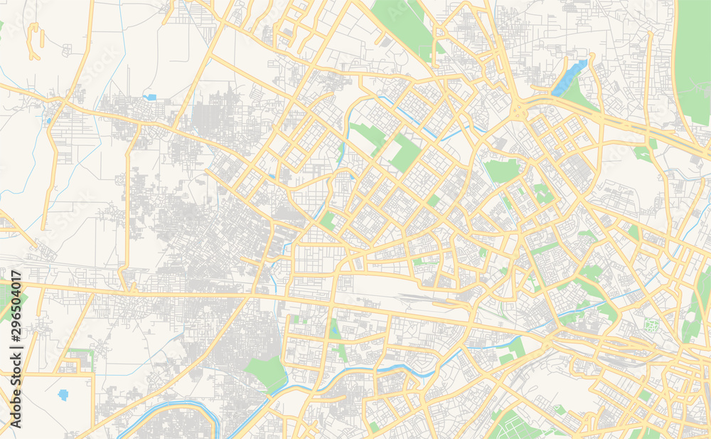 Printable street map of Delhi, India