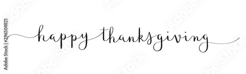 HAPPY THANKSGIVING black vector brush calligraphy banner