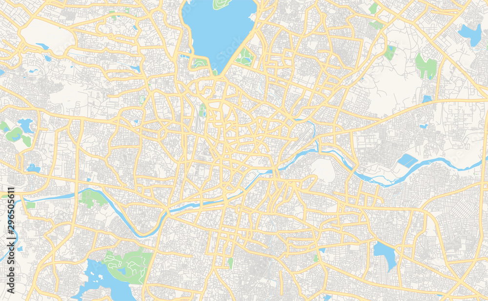 Printable street map of Hyderabad, India