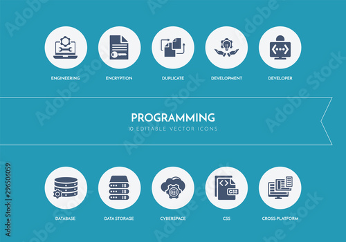 10 programming concept blue icons