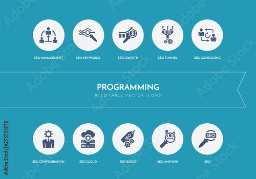 10 programming concept blue icons
