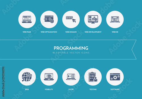 10 programming concept blue icons