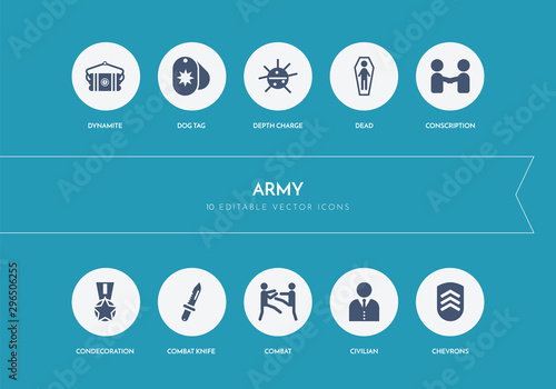 10 army concept blue icons