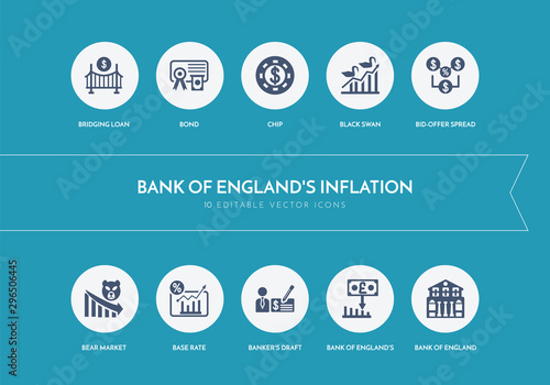 10 bank of england's inflation concept blue icons
