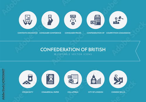 10 confederation of british concept blue icons