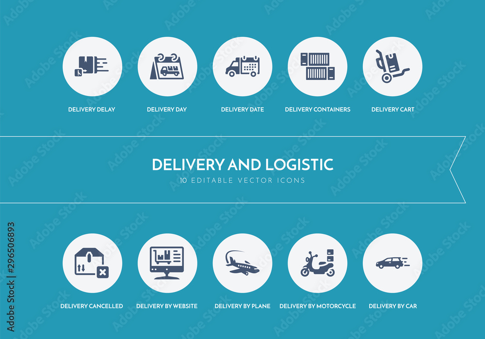 10 delivery and logistic concept blue icons 10 delivery and logistic concept blue icons