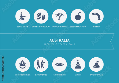 10 australia concept blue icons