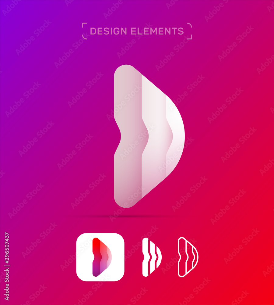Vector abstract letter D or C logo design elements, material, origami paper, flat and line art app icon set Vector abstract letter D or C logo design elements, material, origami paper, flat and line art app icon set