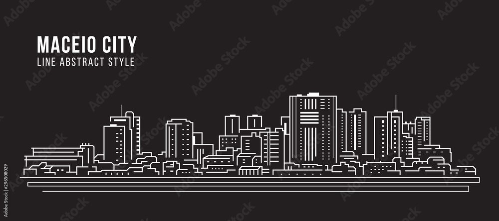 Cityscape Building panorama Line art Vector Illustration design - Maceio city