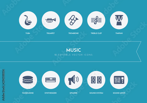 Sticker 10 music concept blue icons