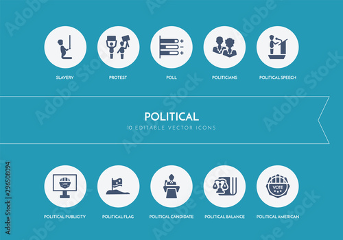10 political concept blue icons