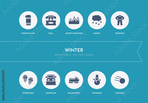 10 winter concept blue icons
