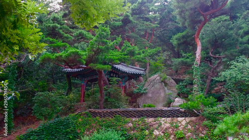 Bukhansan National Park with buddhist temple in a green park in South Korea  Seoul