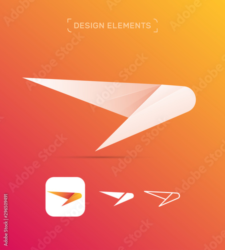 Vector abstract arrow wing logo design template. Material design, flat, line art style collection. App icon