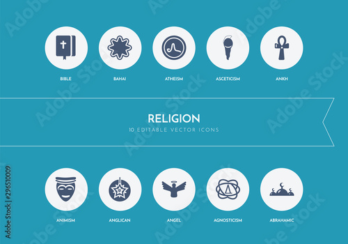 10 religion concept blue icons