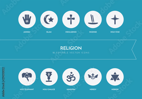 10 religion concept blue icons