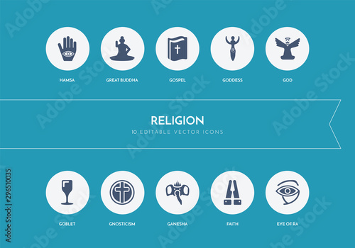 10 religion concept blue icons