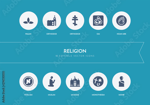 10 religion concept blue icons