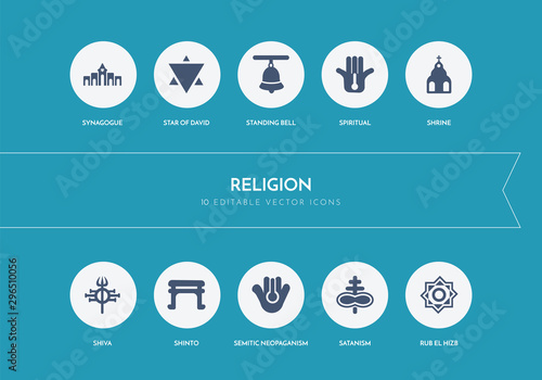 10 religion concept blue icons