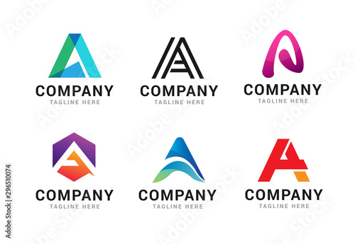 Set of letter A logo icons design template elements. Collection of vector sign symbol
